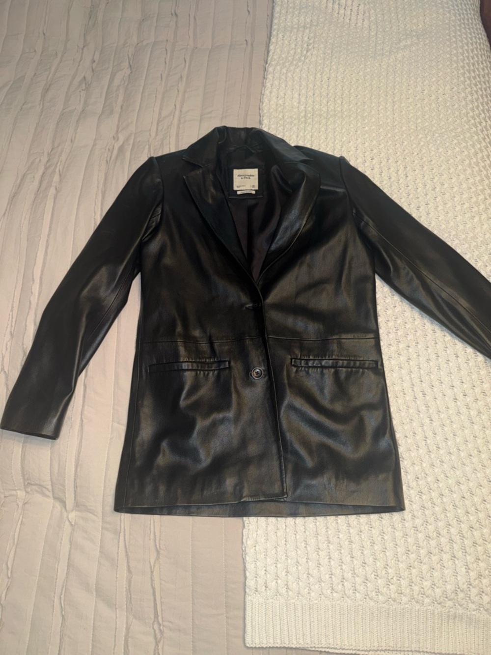 Abercrombie & Fitch Black Faux Leather Blazer